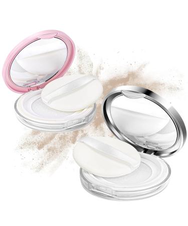 Portable DIY Makeup Case - 2 Pack Loose Powder Box with Mirror & Sieve | Reusable Silver & Pink Makeup Storage - Buy Online on GoSupps.com