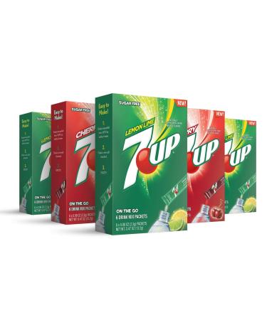 7-UP Variety Pack Powder Drink Mix - (5 boxes 30 sticks) Sugar Free & Delicious Makes 30 flavored water beverages