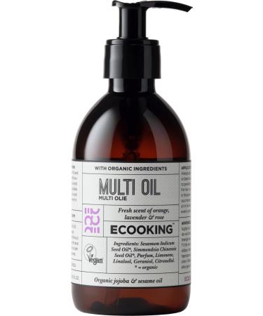 Ecooking Organic Multi Oil Fragrance-Free 300ml | Moisturising Body Oil for Damp Skin Post-Bath/Shower | Jojoba Oil Sesame Oil & Calming Essential Oil Extracts of Orange Lavender & Rose With Fragrance