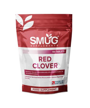 SMUG Supplements Red Clover Tablets - 100 High Strength 1000mg Pills - Menopause and Hormonal Health Support for Women - Relieves Hot Flushes and Night Sweats - Vegan Friendly - Made in Britain