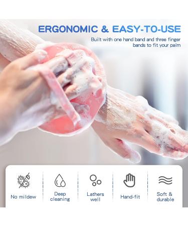 ManmiHealth Soft Silicone Shower Brush Set - Gentle Exfoliating Bath Glove for All Skin Types, Super-Lathering Body & Face Scrubber in Black & Pink with 2 Free Hooks - Buy Online on GoSupps.com