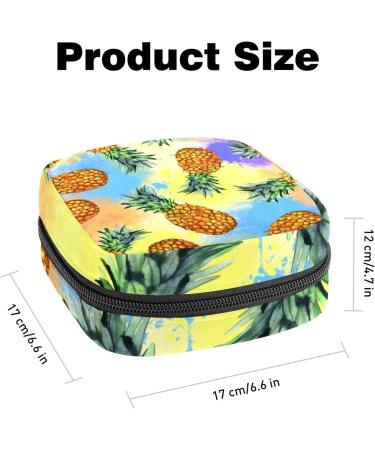 Menstruation Pad Bag with Zipper - Women's Napkin & Tampon Bag in Pineapple Batik Color | Stylish Portable Eco-Friendly - Buy Online on GoSupps.com