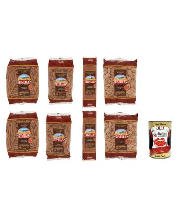 Italian Gourmet E.R. Divella Pack of 8 x 500g Italian Wholemeal Pasta + Italian Gourmet Polpa 400g
