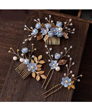 Elegant Green Wedding Hair Comb Set - Rhinestone & Pearl Bridal Headdress Accessories for Brides & Bridesmaids - Buy Online on GoSupps.com