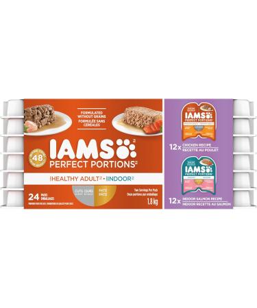 IAMS Perfect PORTIONS Adult Wet Cat Food - Chicken CIG and Indoor Salmon Pat Variety Pack 75g & PERFECT PORTIONS Healthy Adult Wet Cat Food Cuts in Gravy - Chicken and Tuna 12CT Multipack 75g Tray Chicken and Tuna Wet Cat Food + Cat Food 75 g (Pack of 12) - Buy Online on GoSupps.com
