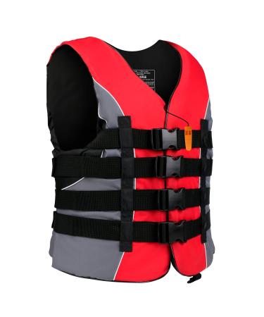 XGEAR Adult USCG Life Jacket Water Sports Life Vest Red 4X-Large