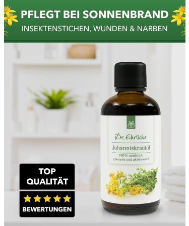 Dr. Ehrlich's St. John's Wort Oil - Natural Skin Care Oil for Wounds & Scars - 100 ml Red Oil - Buy Online on GoSupps.com