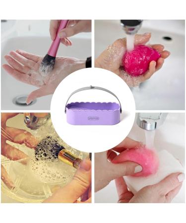 ALWIDA Makeup Brush Cleaner - 4 In 1 Makeup Brush Cleaning Rack | Painting Brush Organizer | Innovative Makeup Cleaning Bowl With Detachable Design | Multipurpose Brush Cleaning Mat Makeup Sponge Purple - Buy Online on GoSupps.com