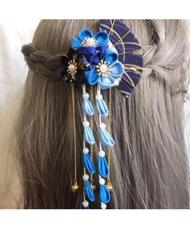 LALAFINA Girls Hair Accessories Flower Hair Clips 1pc Japanese Hair Clips Kimono Flower Hairpin Tassel Headdress Fans Shape Barrettes Hanfu Headwear for Women Blue Flower Hair Clip Flower Hair Clip - Buy Online on GoSupps.com