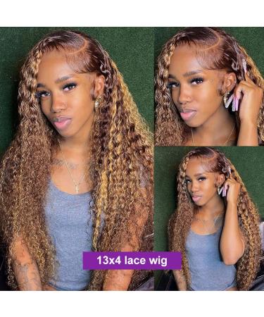 Honey Blonde Highlight Ombre Deep Curly Lace Front Wig for Black Women - Glueless & Pre Plucked - Buy Online on GoSupps.com
