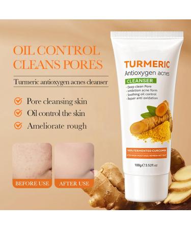 Turmeric Antioxygen Acnes Facial Cleanser Turmeric Face Wash for Gently Cleaning Pores Moisturising Cleanser Facial Cleanser Daily Makeup For All Skin Types 100g - Buy Online on GoSupps.com