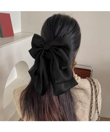 Hair Bows for Women Hair Ribbon with Long Tail Bowknot Hair Clip Multilayer Black Hair Bow Clips for Women Girls Hair Barrettes Clip Large Hair Bow Clip Satin Bow Hair Clips Hair Accessories - Buy Online on GoSupps.com