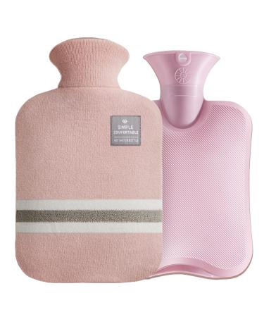 OliviaLiving Hot Water Bag Hot Water Bottle 2 Liter Heat Up and Refreezable Hot Cold Pack with Classic Striped for Pain Relief Hot Cold Therapy Pink Red