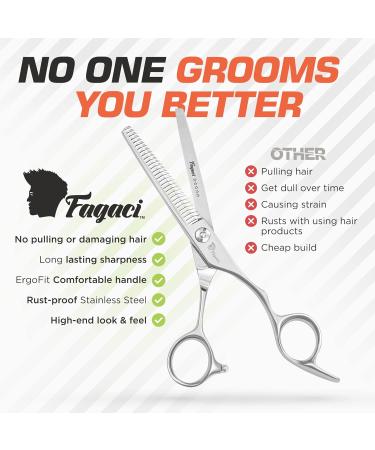 Fagaci Professional Hairdressing Shears - 6 Effilator Scissors 440C Steel Ultra Sharp & Durable | Smooth Cutting & Thinning Shears for Stylists - Buy Online on GoSupps.com