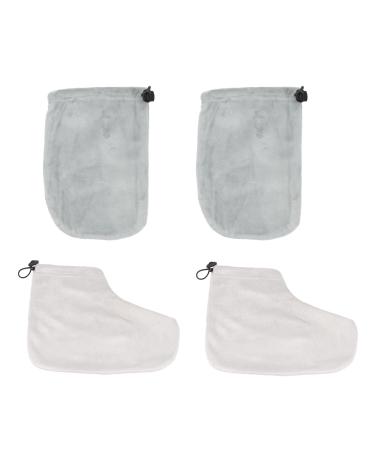 Uonlytech 2 Pairs Gloves Paraffin Wax Booties Wax Bath Foot Cover Paraffin Wax Mitts Wax Bath Mitts Disposable Foot Covers Paraffin Treatments Paraffin Wax Foot Cover Short Boots Hand Grey