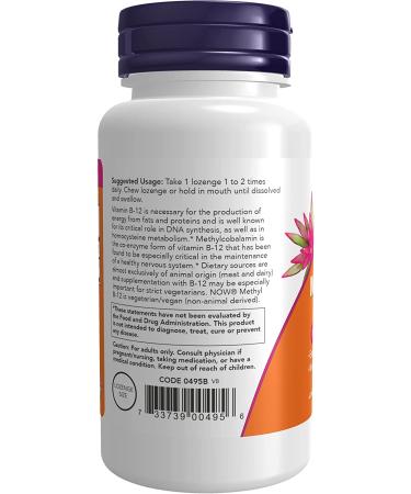 Now Foods Methyl B-12 1000 mcg Lozenges - 100 Count | Supports Energy & Nerve Health - Buy Online on GoSupps.com