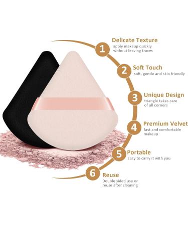 2PCS Velvet Powder Puffs Set for Pressed and Loose Powder - Dual-Use Makeup Tool with Strap - Black & Nude - Buy Online on GoSupps.com