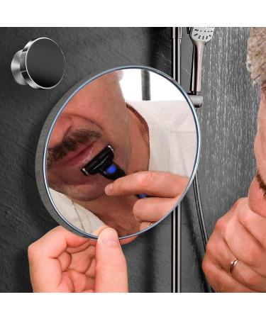 Magnetic Adsorption Fogless Shower Mirror with Razor Holder - 6.7' Shatterproof, Chrome Finish, Handheld - SEALANT FIX - Buy Online on GoSupps.com