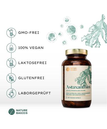 Nature Basics High-Dose Astaxanthin 7.8mg - Vegan Antioxidant Capsules (120 Count) | Pure & Sustainable Glass Packaging - Buy Online on GoSupps.com