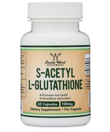 S-Acetyl L-Glutathione Capsules - 100mg, Manufactured and Tested in The USA, 60 Count (Acetylated Glutathione) by Double Wood Supplements