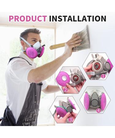 Respirator mask with Filters Set - Reusable Half Facepiece Cover with 4pcs 2097 Filter and Earplugs for Paint Epoxy Resin Fumes Woodworking Organic Vapor Gas Perfect for House DIY Project - Buy Online on GoSupps.com
