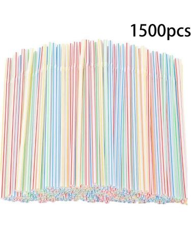 RETYLY 1500 Pcs Flexible Plastic Straws Striped Multi Colored Disposable Straw 8 inch Long - Buy Online on GoSupps.com