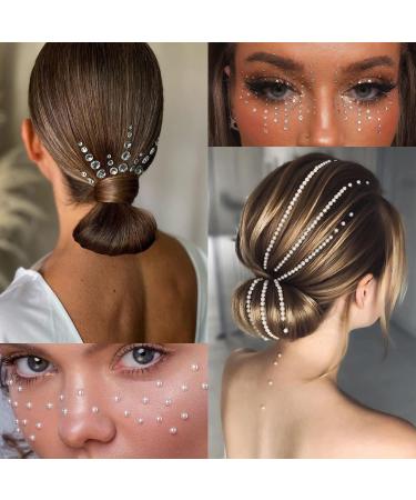 1980 Pcs Self Adhesive Rhinestones and Pearls for Makeup - Clear Rhinestones Stickers and Pearl Gems Jewels for DIY - Buy Online on GoSupps.com