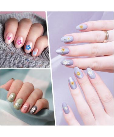 Lusofie Flower Nail Stickers 5D Embossed Nail Art Stickers Colorful Nail Flower Stickers Nail Decals Nail Stickers for Nail Art Self Adhesive Nail Supplies for Women Girls - Buy Online on GoSupps.com