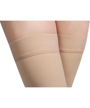 Footless Thigh High Compression Stocking - Pair of 20-30mmHg Gradient Sleeves for Varicose Veins and Edema - Unisex L Large Beige - Buy Online on GoSupps.com
