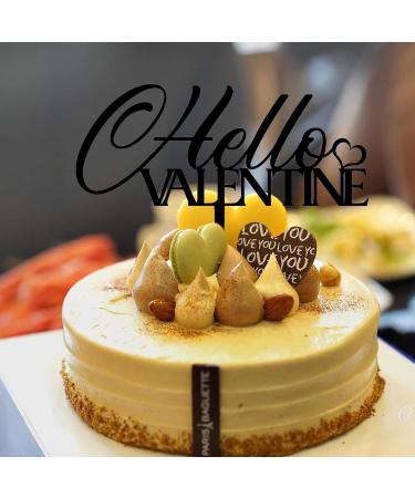 Hello Valentine Cake Topper Sweet Love Theme Birthday Cupcake Topper for Party Jubilee Decoration Supplies Fabulous Cute Cupid's Arrow Heart Acrylic Black Style-4 - Buy Online on GoSupps.com