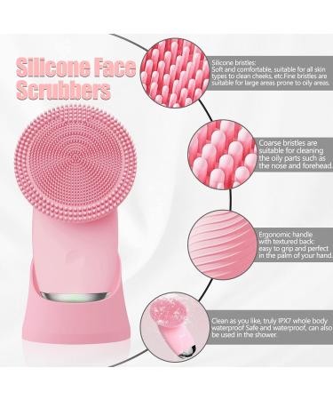 Rechargeable Silicone Facial Cleansing Brush - Waterproof 5 Strengths Perfect for Deep Cleaning & Exfoliating - Ideal Gift for Women - Pink - Buy Online on GoSupps.com