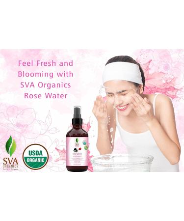 SVA Organics Rose Water USDA Certified (118 ml) 4 Oz | 100% Pure & Natural Refreshing Rose Water Spray for Skin, Bath, Soaps, Haircare - Natural Rose Aroma - Buy Online on GoSupps.com