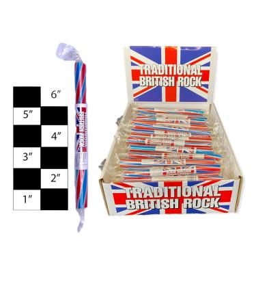 50 X Traditional British Red White Blue Rock Sticks Handmade Traditional Rainbow Classic Sweets Retro Seaside Gift Wholesale Confectionery