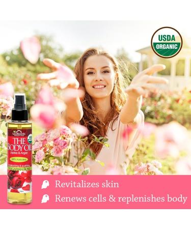 US Organic Romantic Bulgarian Rose Body Oil - USDA Certified, Jojoba & Argan Oil with Vitamin E - Alcohol & Paraben Free - Buy Online on GoSupps.com