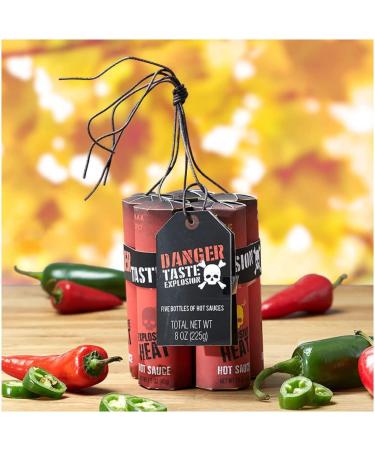 Hot Chilli Sauce Gift Set - Dynamite Hot Sauce 5 Pack with a Thank You Sticker - Hot Chilli Bomb Sauce - Buy Online on GoSupps.com