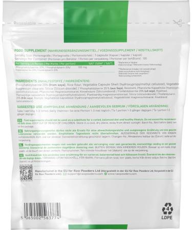 Raw Powders RP Phosphatidyl Serine 100mg per serving 120 Vegetarian Capsules Phosphatidylserine Capsules for Cognitive Health Manufactured in ISO Licensed Facilities NonGMO & Gluten Free - Buy Online on GoSupps.com