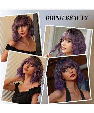 Shop Testar Short Wavy Purple Bob Wigs | Stylish Curly Shoulder-Length Synthetic Wig for Women & Girls - Perfect for Costumes & Daily Wear - Buy Online on GoSupps.com
