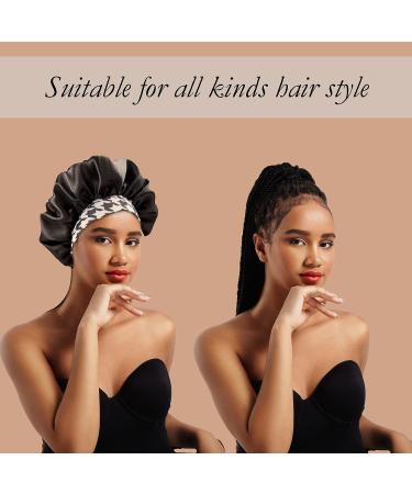 Holly LifePro 6PCS Satin Bonnets for Black Women & Girls | Large Band Silk Hair Bonnets with Tie Band | Silk Sleep Braids Bonnet - StyleF-02 - Buy Online on GoSupps.com