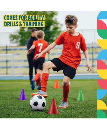 Dazzling Toys 7 Inch Traffic Cones - Pack of 7 Assorted Colors for Construction Theme Parties and Sports Activities | Kids Indoor and Outdoor Gaming Fun - Buy Online on GoSupps.com