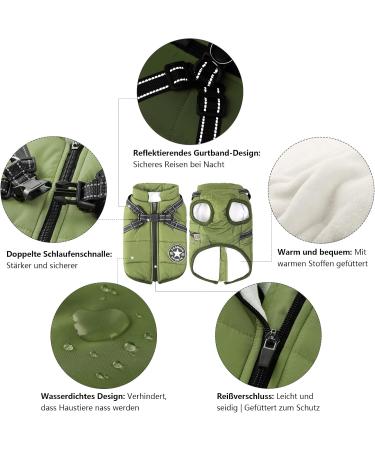 Buy Dog Jackets for Winter | Windproof & Waterproof 2-in-1 Cold Weather Coat - Large Green 4XL - Buy Online on GoSupps.com