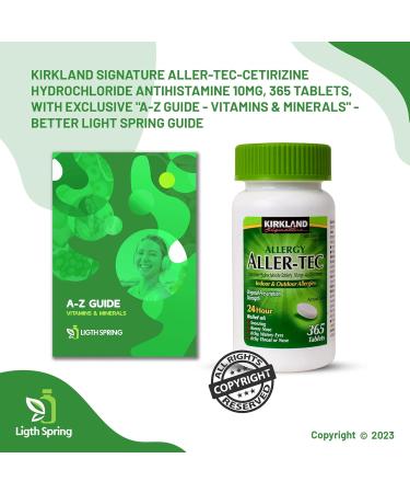 Aller-Tec Non-Drowsy Cetirizine Hydrochloride Tablets 10mg - 365 Count Bundle with Vitamins & Minerals A to Z Guide + Weekly Pill Organizer - Shop Internationally - Buy Online on GoSupps.com