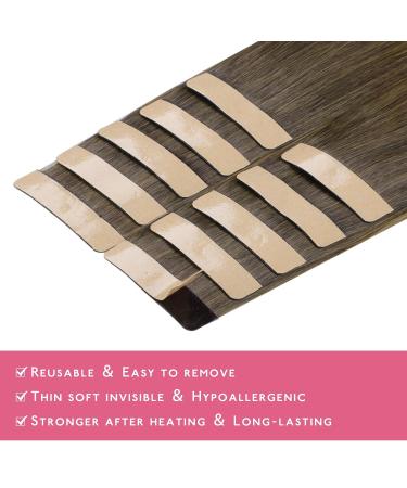 Premium If-of-hearted Tape Extensions | Real Hair Ombr Walnut Brown to Ash Blonde | 10pcs 25g 35cm Invisible Hair Extensions - Buy Online on GoSupps.com