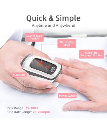 Ansta Pulse Oximeter - Monitor SpO2 & Heart Rate with Large LED Screen | Quick & Easy Blood Oxygen Measurement - Gray - Buy Online on GoSupps.com