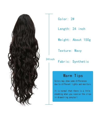 Luvbestaken 24 Inch Body Wave Drawstring Ponytail Extension in Natural Black 2 - Heat Resistant Synthetic Hairpiece for Women - Buy Online on GoSupps.com
