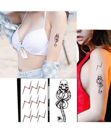 Halloween Death Eater Tattoos Set with Skull Snake Design - Fake Temp Tattoos, Friendship Bracelets, and Necklace - Ideal Birthday Gifts for Teen Girls - Buy Online on GoSupps.com