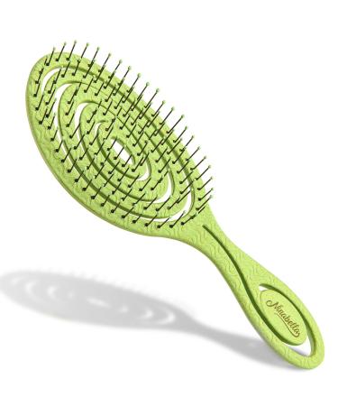 Ninabella Bio Hairbrush without Ziepen for women men & children - Discrining also for curls & long hair - unique professional detergent brush with a spiral spring - color light green - Buy Online on GoSupps.com