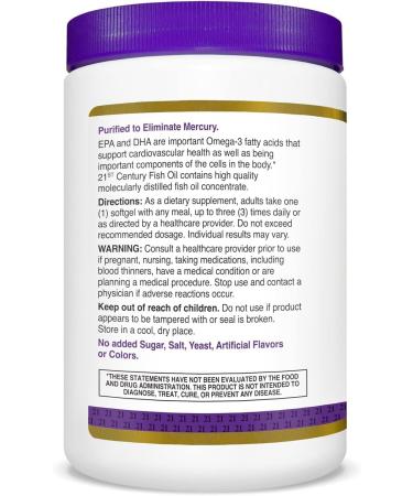 21st Century Fish Oil 1000 mg Softgels 300-Count (Pack of 3) - Buy Online on GoSupps.com