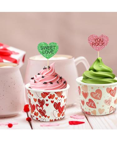 48Pcs Valentine's Day Heart Cupcake Topper Glitter Heart Cupcake Toothpicks for Valentine's Day Bridal Shower Anniversary Wedding Party Cake Decorations - Buy Online on GoSupps.com