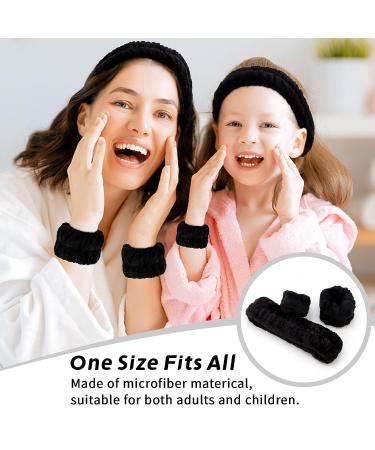 AMCAMI 9 Pcs Spa Headband & Wristband Set - Microfiber Makeup Hair Band & Facial Skincare Towels for Women & Girls - Black - Buy Online on GoSupps.com