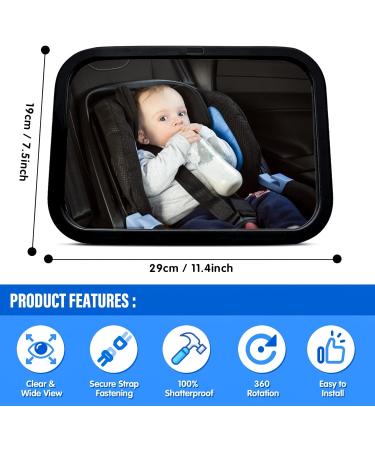 360 Baby Car Mirror - Shatterproof Rear Seat Safety Mirror | Must-Have Baby Essentials & Car Accessories - Buy Online on GoSupps.com